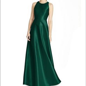 Alfred Sung D746 hunter green bridesmaid dress